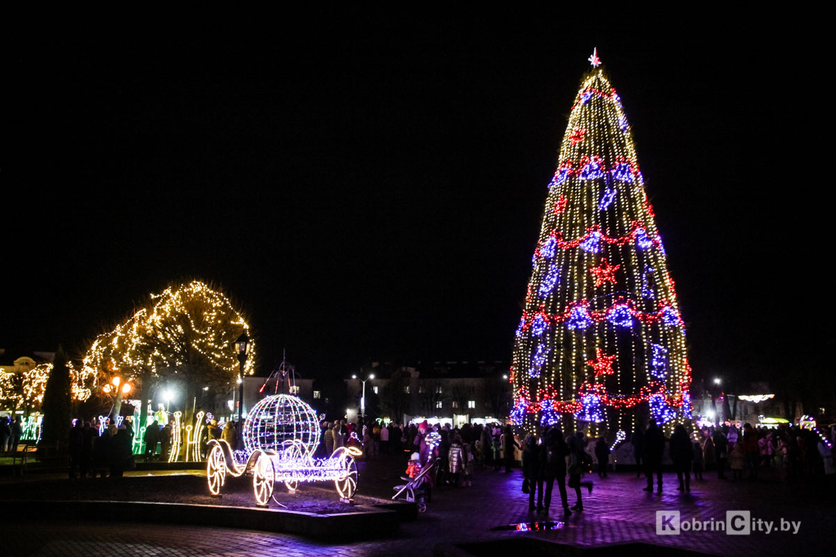 17 декабря в Кобрине на городской площади зажгли главную новогоднюю ёлку. Фотофакт