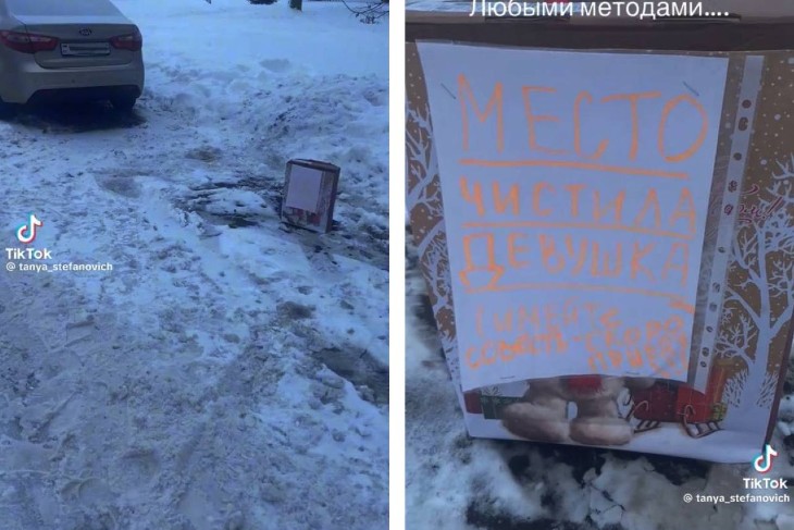 Тиктокерша из Беларуси просит не парковаться на ее расчищенном от снега месте: общество разделилось на два лагеря — кто прав