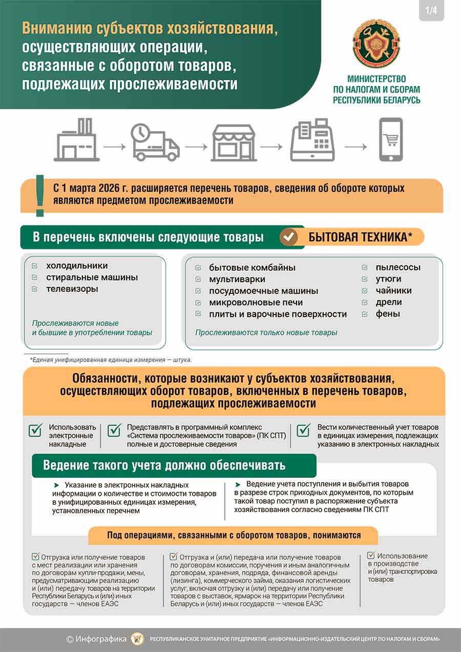 Кобринская ИМНС: с 1 марта расширяется перечень товаров, сведения об обороте которых прослеживаются