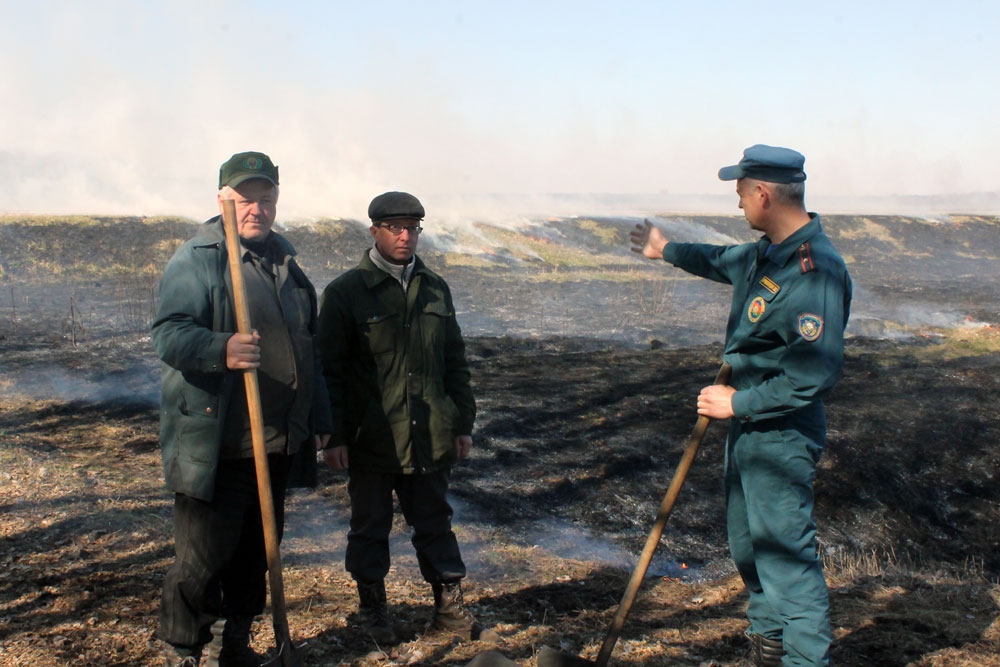 Сотрудники МЧС проводят весенние рейды по палам сухой травы в Кобринском районе