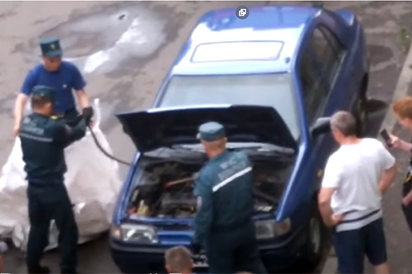 В Бресте мужчина вернулся с рыбалки и нашел под капотом змею. Пришлось вызывать МЧС
