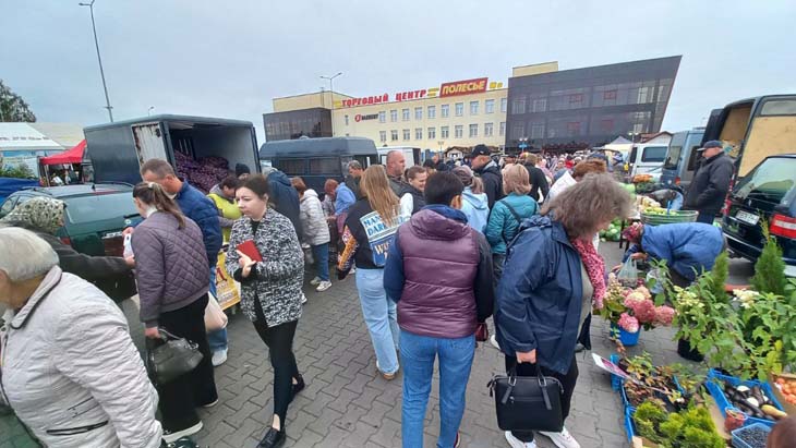 Большая сельскохозяйственная ярмарка прошла возле ТЦ «Полесье» в Кобрине — что и почём можно было найти сегодня