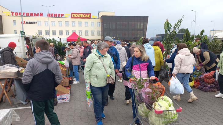 Большая сельскохозяйственная ярмарка прошла возле ТЦ «Полесье» в Кобрине — что и почём можно было найти сегодня