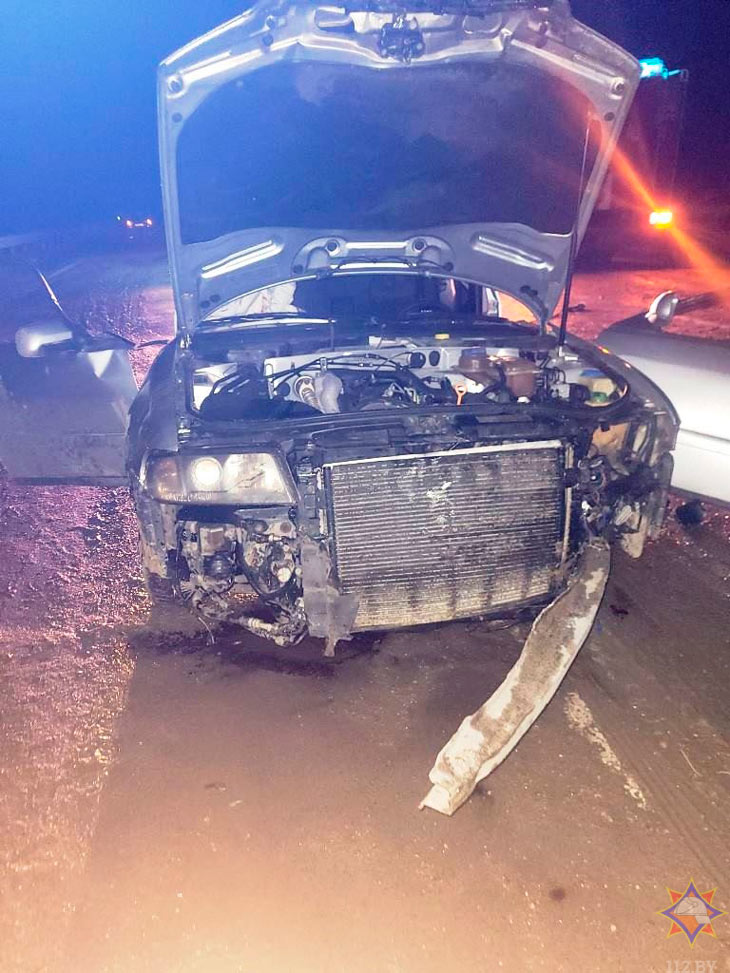 7 апреля водитель «Ауди A4» чудом выжил во время аварии на мосту в Кобринском районе (видео МЧС)