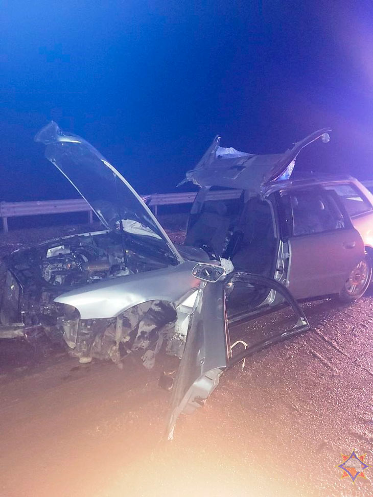 7 апреля водитель «Ауди A4» чудом выжил во время аварии на мосту в Кобринском районе (видео МЧС)