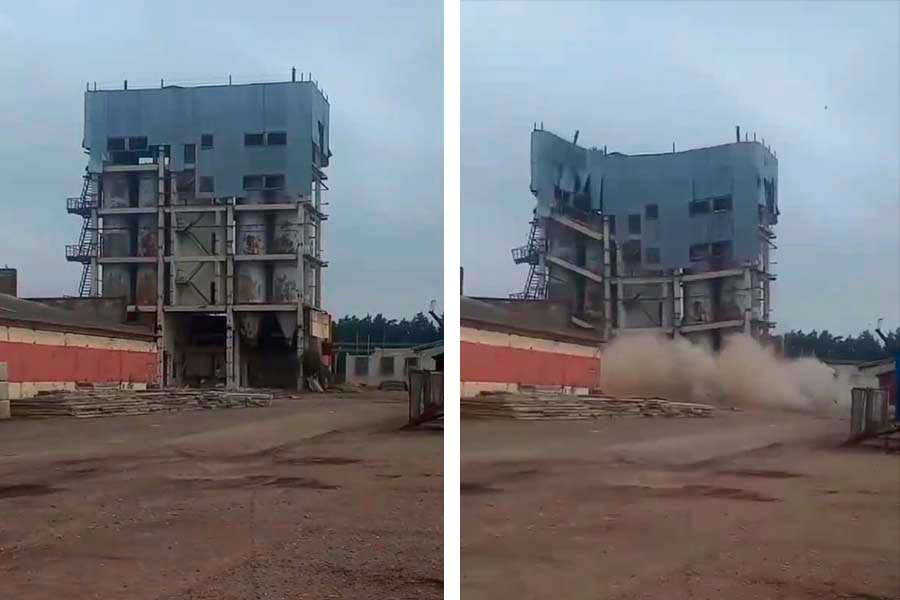 В Кобринском районе произвели демонтаж здания взрывным способом (видео)