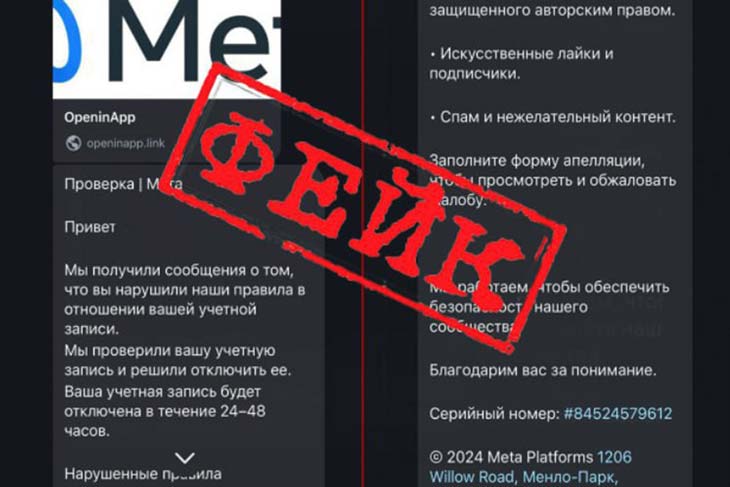 Угрожают заблокировать «Инстаграм» и предлагают подать апелляцию? Это может быть не Meta