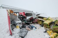 Под Кобрином фура опрокинулась после столкновения с Audi